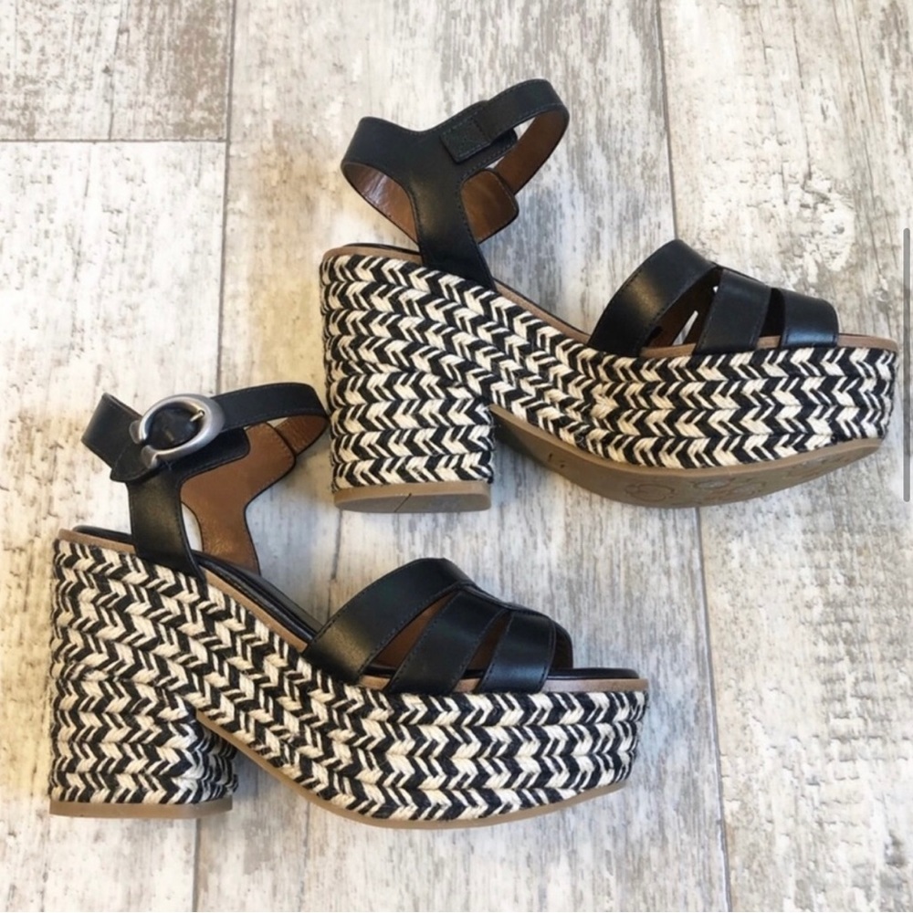 NEW Coach Leather Embroidered Platform Sandals
